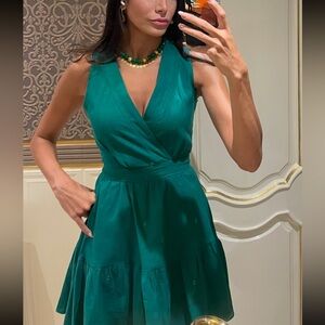 Christian Lacroix Strapless Emerald Green Wrap Dress